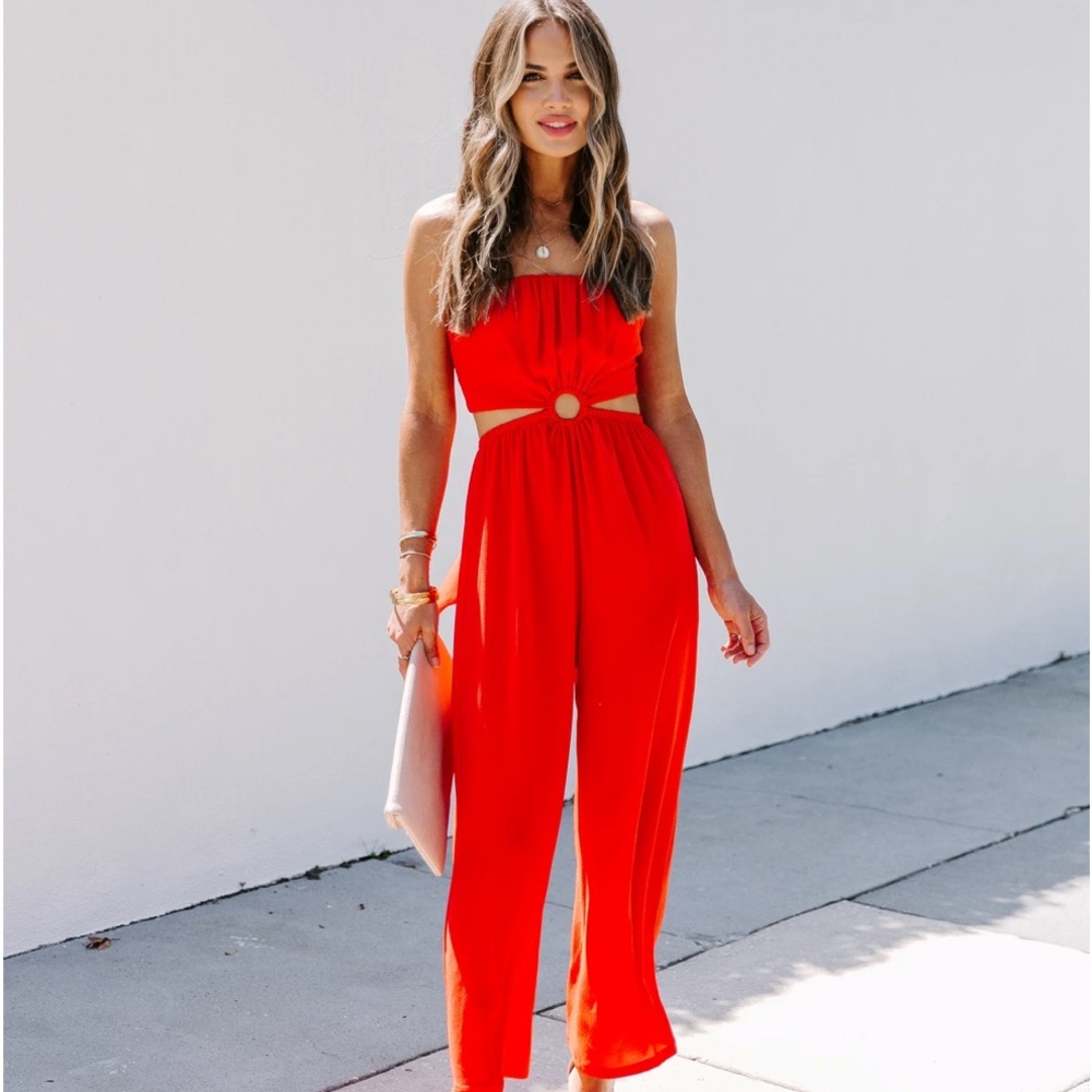 Dolled Up Strapless Cutout Jumpsuit - NWOT